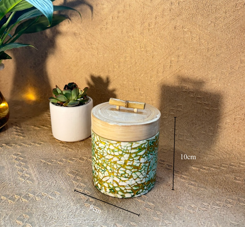 Hũ Tre Khảm Trai Đựng Trà, Gia Vị, Thảo Dược Độc Đáo