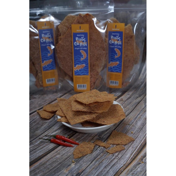 Bánh Tráng Ruốc Cá Hồi Cô Ba 120g món ăn vặt ngon, rẻ, bổ dưỡng, an toàn cho dân văn phòng, học sinh, ăn kiêng được