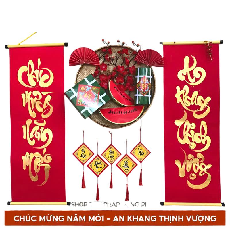 Câu đối tết ông đồ viết tay giấy nhung