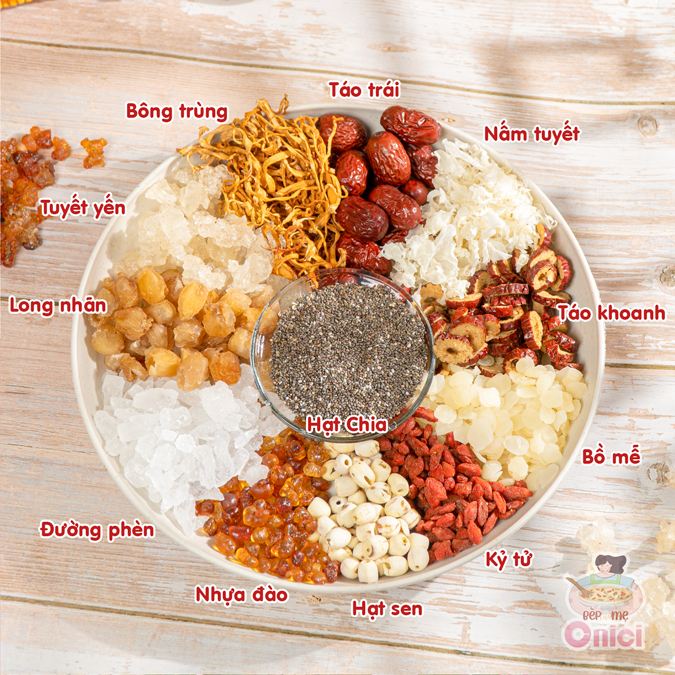 Set nguyên liệu nấu chè dưỡng nhan 25 30 chén