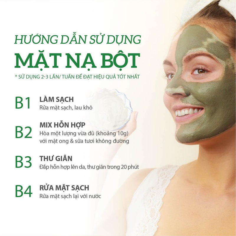 Bột Đắp Mặt Nạ Thiên Nhiên Trắng Da, Ngừa Mụn Milaganics 100g