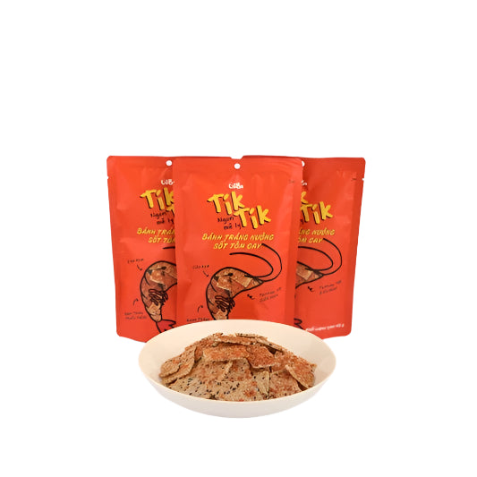 Combo 3 gói Bánh tráng nướng sốt tôm cay 45g Cô Ba đồ ăn vặt, mồi nhắm, mồi nhậu ngon, giá rẻ cho dân văn phòng, học sinh