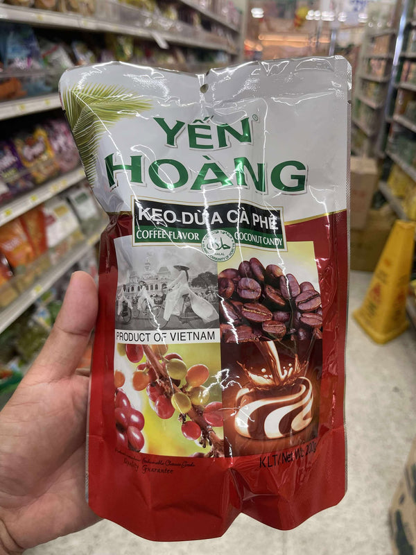 Kẹo dừa giòn vị café - Thương hiệu Yến Hoàng - Đặc sản Bến Tre - Túi 200g