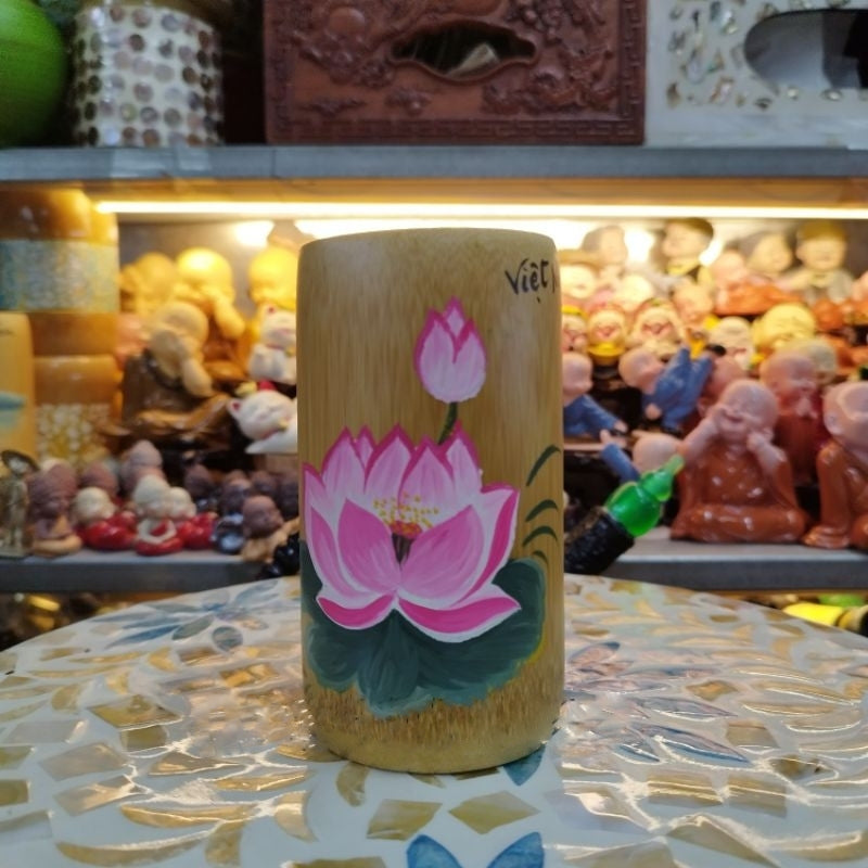 Cốc Tre Vẽ Tay Hình Cô Gái , Phong Cảnh Việt Nam