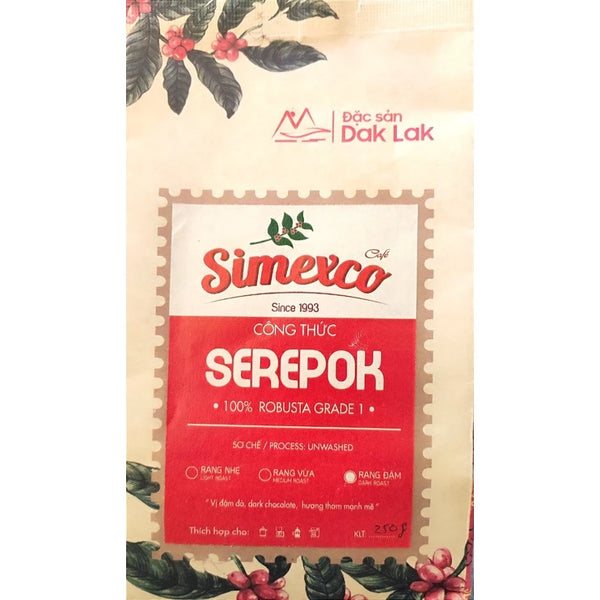 Cà phê mộc, pha phin, 100% Robusta rang xay nguyên chất, công thức Serepok Grade 1