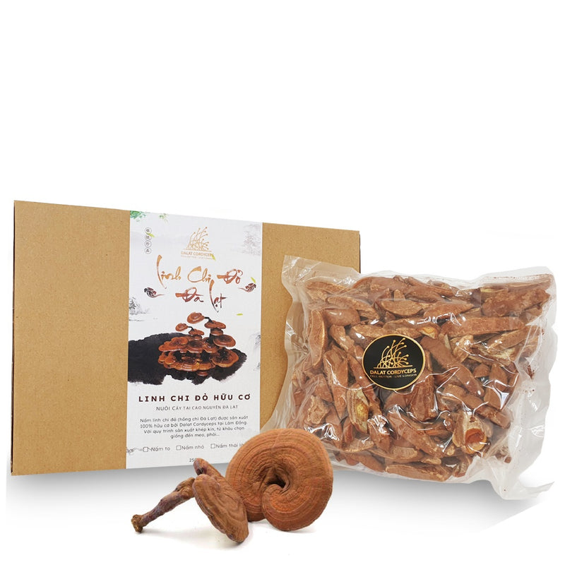 Nấm Linh Chi Đỏ Đà Lạt Còn Nguyên Bào Tử Nấm, Loại Thái Lát 250g