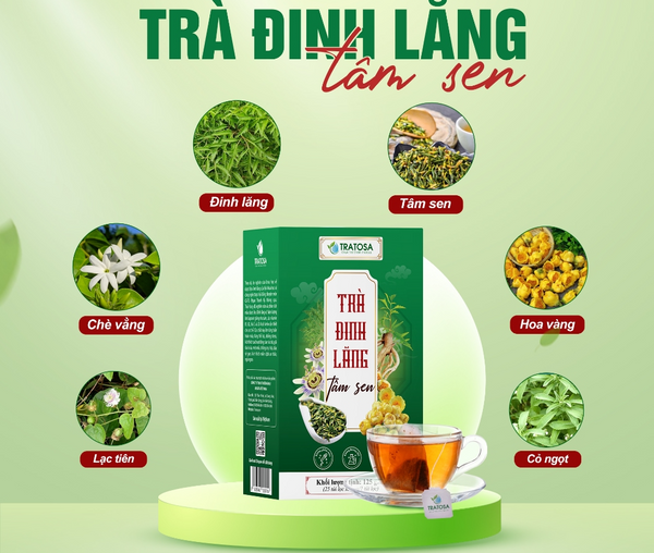 Trà Đinh Lăng Tâm Sen Lạc Tiên Chè Vằng Hoa Vàng Giúp Ngủ Ngon, Giảm Tiền Đình, Tuần Hoàn Não 125g