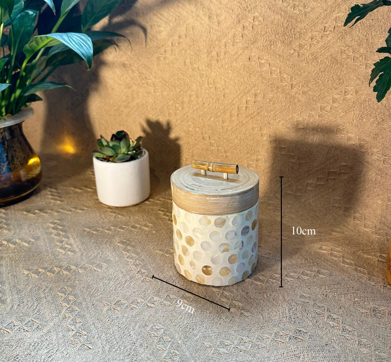 Hũ Tre Khảm Trai Đựng Trà, Gia Vị, Thảo Dược Độc Đáo