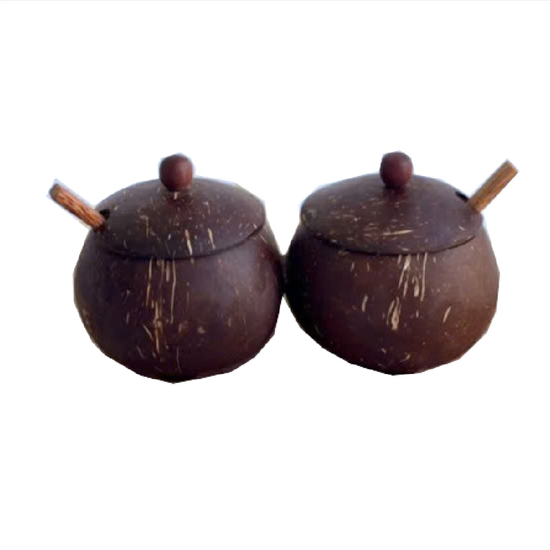 Hũ đựng gia vị kèm muỗng làm từ gáo dừa mỹ nghệ Bến Tre