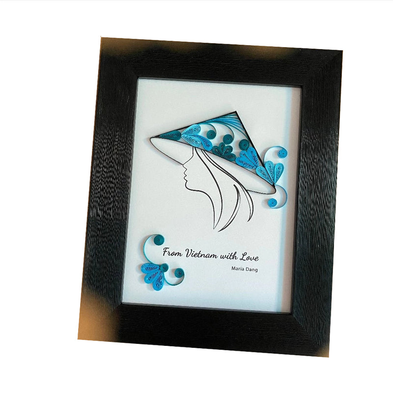 Tranh Giấy Xoắn Handmade Nón Lá để bàn treo tường