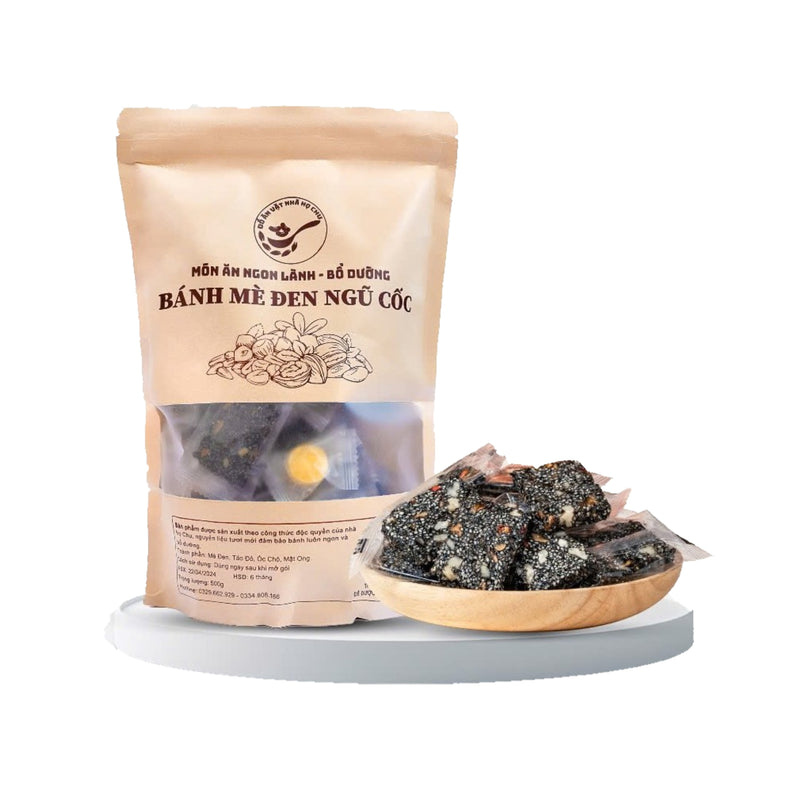 Bánh Mè Đen Dinh Dưỡng Siêu Hạt - Mè Đen, Táo Đỏ, Óc Chó, Kỷ Tử 500g