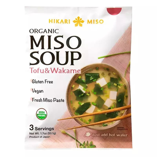 Hikari Miso - Súp Miso Hữu Cơ Đậu Phụ và Rong Biển Wakame 1.7oz (50.1g) x 1 gói.