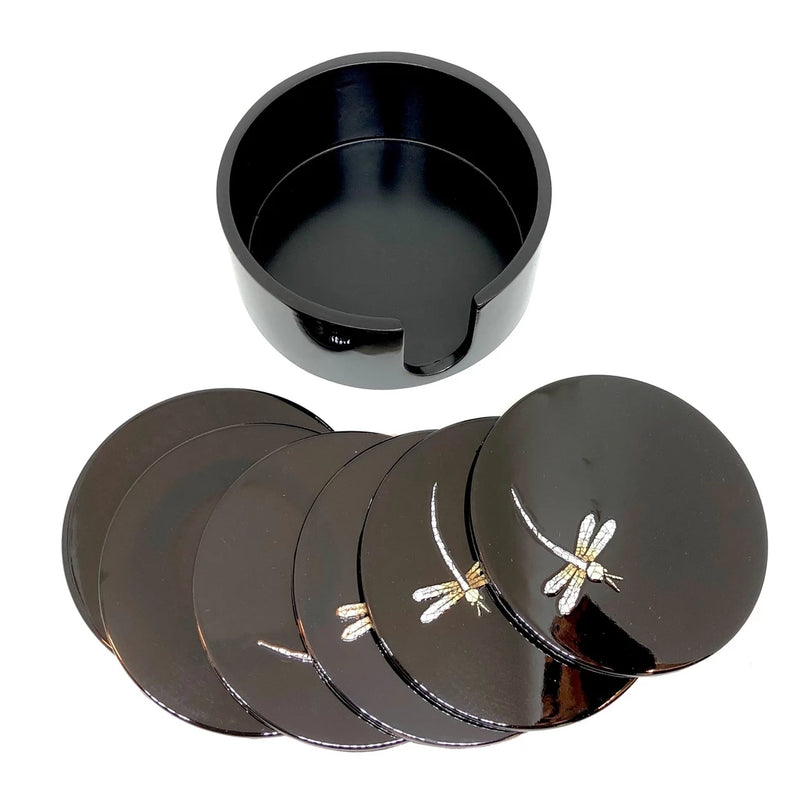 Bộ 6 Lót Ly Tròn Sơn Mài Truyền Thống Việt Nam Cao Cấp Kèm Hộp