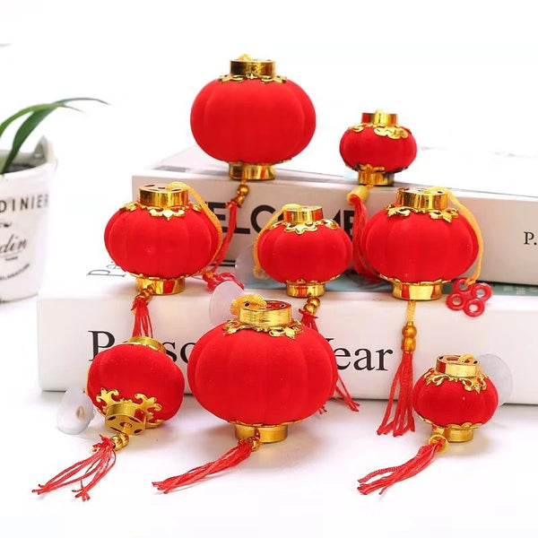 Combo 5 chiếc Đèn Lồng Đỏ Mini Bọc Vải Nhung Trang Trí Cành Đào,Mai Lễ Hội Ngày Tết
