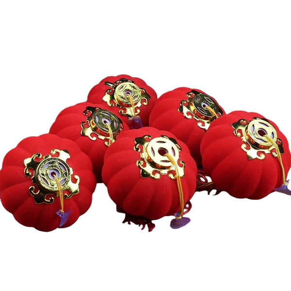 Combo 5 chiếc Đèn Lồng Đỏ Mini Bọc Vải Nhung Trang Trí Cành Đào,Mai Lễ Hội Ngày Tết