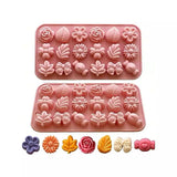 Khuôn Silicon 8 Ngăn Hình Hoa Lá Tim Nơ Mini 2-3cm