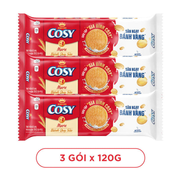 Bánh Quy Sữa Cosy Marie, Combo 3 Gói x 120G