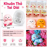 Khuôn Silicon Thỏ Tai Dài / Thỏ Tai Dài Trái Tim