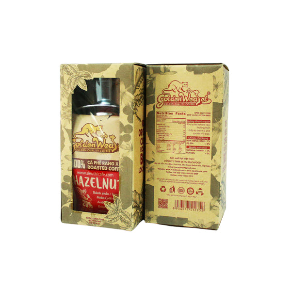 Cà Phê Bột Rang Xay Hazelnut Hộp 250Gr Con Chồn Vàng -HUCAFOOD