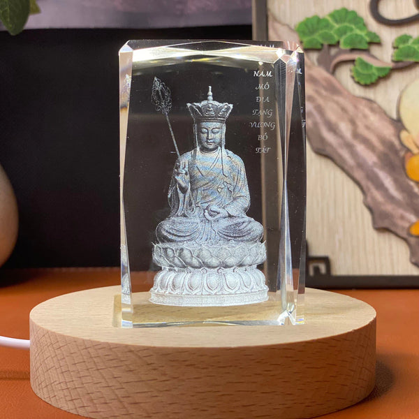 Tượng Phật Pha Lê 3D Kèm Đế Đèn Led Cao Cấp
