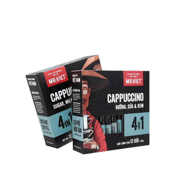 Cà phê hòa tan Cappucino 4in1, vị đậm đà, béo của sữa, ngọt ngào của kem - MR.VIET Coffee