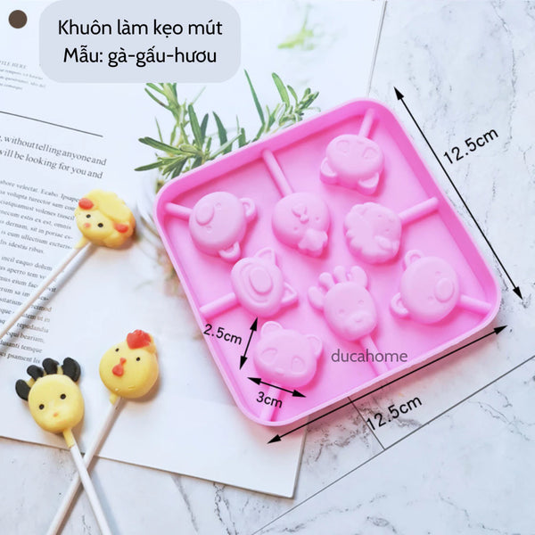 Khuôn làm kẹo mút khuôn kẹo mút silicon cho bé nhiều hình xinh xắn dễ thương