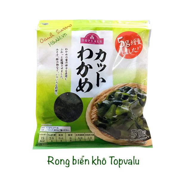 Rong Biển Khô Nấu Canh Wakame TopValu Aeon Nhật Bản 50G