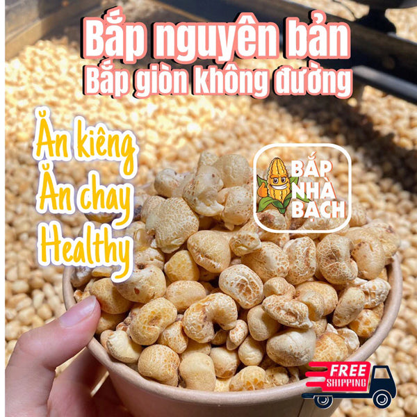 BẮP NỔ GIÒN KHÔNG ĐƯỜNG vị nguyên bản- Bắp rang, bỏng ngô, giảm cân, ăn chay