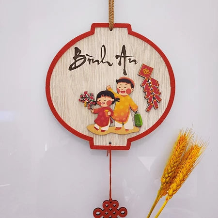 Bảng Gỗ Viền Nhung Decor Trang Trí Tết Nguyên Đán