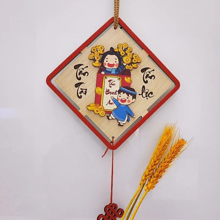 Bảng Gỗ Viền Nhung Decor Trang Trí Tết Nguyên Đán