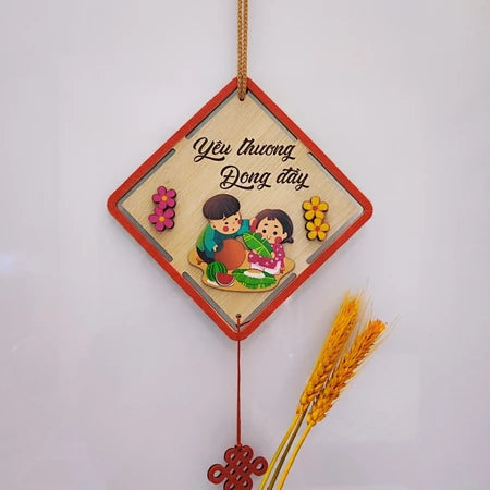 Bảng Gỗ Viền Nhung Decor Trang Trí Tết Nguyên Đán
