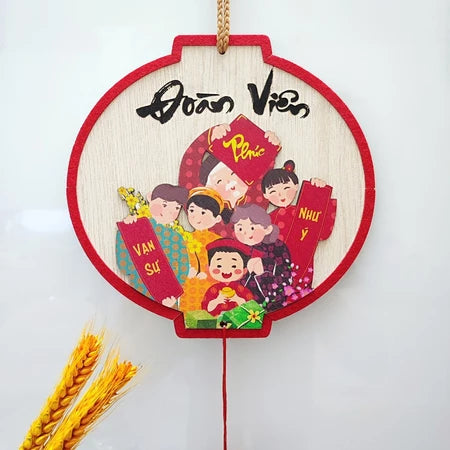 Bảng Gỗ Viền Nhung Decor Trang Trí Tết Nguyên Đán
