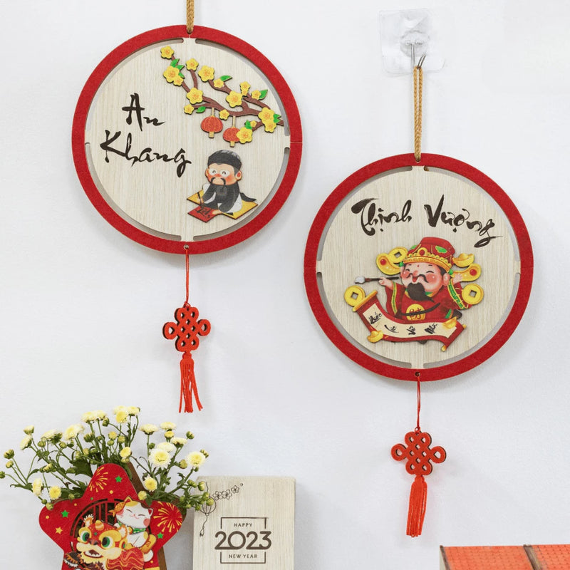 Bảng Gỗ Viền Nhung Decor Trang Trí Tết Nguyên Đán