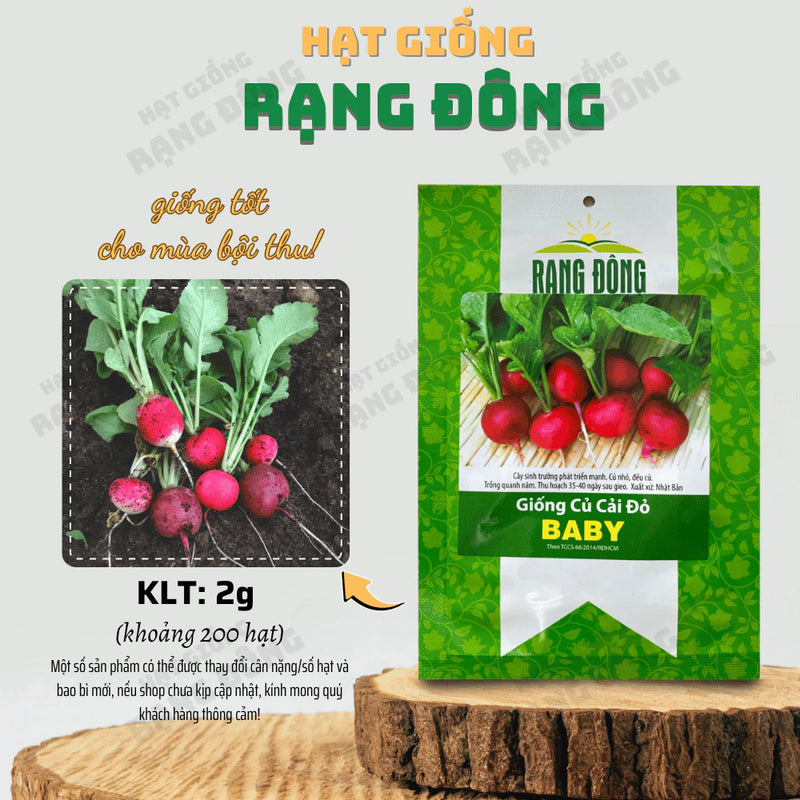 Hạt giống Củ Cải Đỏ Tròn Baby (2g~200 hạt)