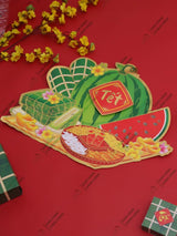 Set 2 Hình Dán Bánh Chưng Tết Ép Nhũ Decor Kim Vinh Trang Trí Tết