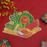 Set 2 Hình Dán Bánh Chưng Tết Ép Nhũ Decor Kim Vinh Trang Trí Tết