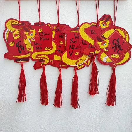 Set 6 Tag Treo Cây Trang Trí Tết - Treo Bình Hoa Đào Đông, Đào Mai Quất