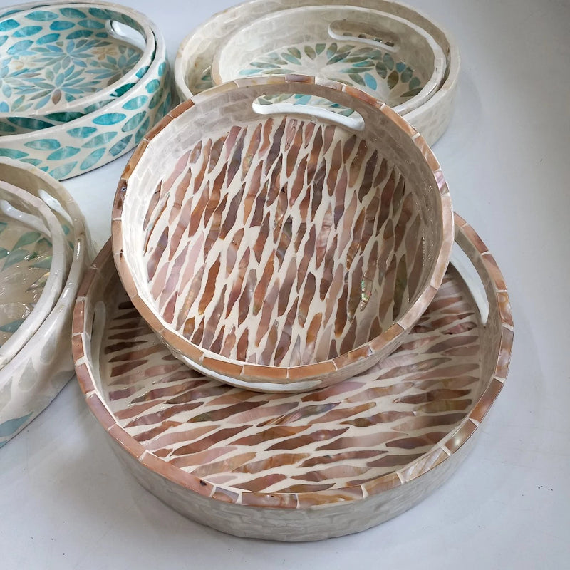 Khay Khảm Trai Tự Nhiên Sơn Mài Cao Cấp 20cm/25cm