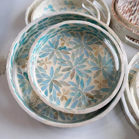Khay Khảm Trai Tự Nhiên Sơn Mài Cao Cấp 20cm/25cm