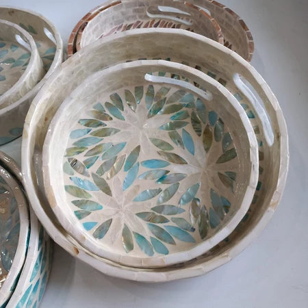 Khay Khảm Trai Tự Nhiên Sơn Mài Cao Cấp 20cm/25cm