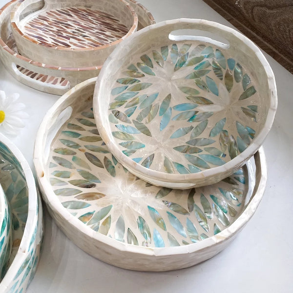 Khay Khảm Trai Tự Nhiên Sơn Mài Cao Cấp 20cm/25cm