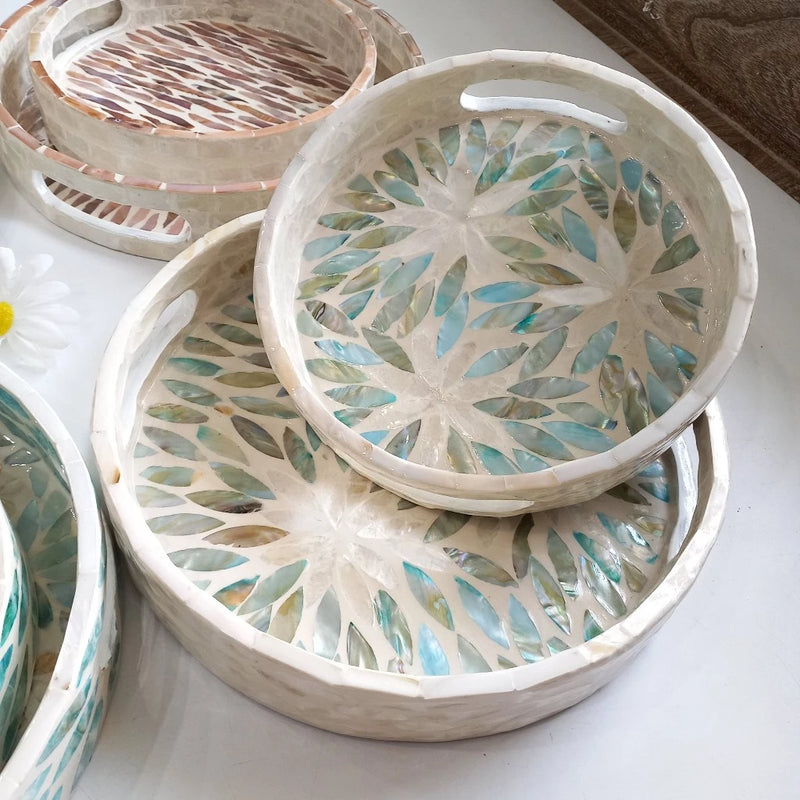 Khay Khảm Trai Tự Nhiên Sơn Mài Cao Cấp 20cm/25cm