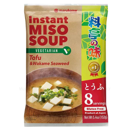Canh Rong Biển Chay Đậu Hũ Chiên Marukome Soup Miso Nhật Bản Ăn Liền Tiện Lợi 152G (Bịch 8 Gói 19G)