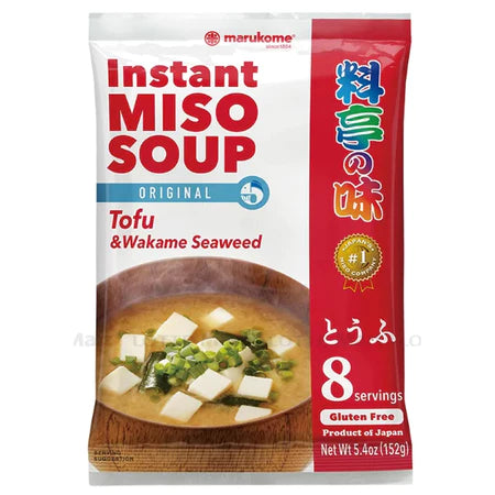 Canh Rong Biển Chay Đậu Hũ Chiên Marukome Soup Miso Nhật Bản Ăn Liền Tiện Lợi 152G (Bịch 8 Gói 19G)
