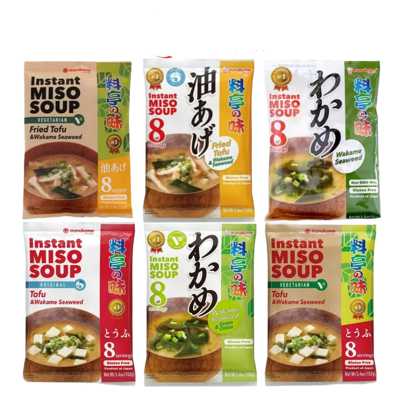 Canh Rong Biển Chay Đậu Hũ Chiên Marukome Soup Miso Nhật Bản Ăn Liền Tiện Lợi 152G (Bịch 8 Gói 19G)