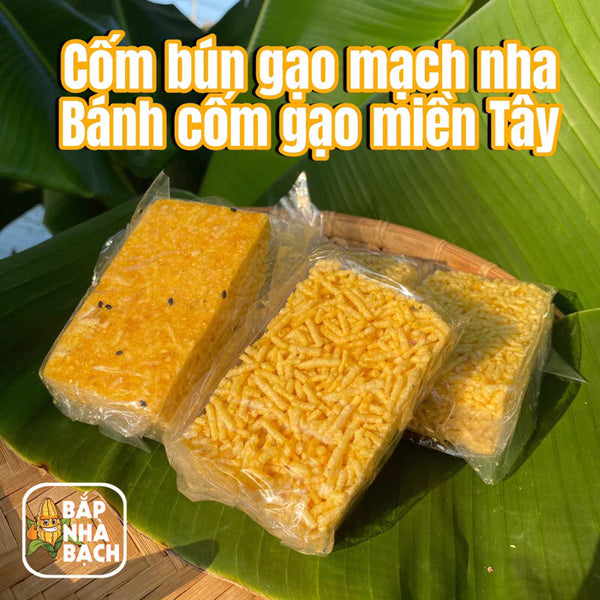 Bánh cốm gạo miền Tây, Bánh miếng lớn- Cốm bún gạo mạch nha, Ăn vặt tuổi thơ