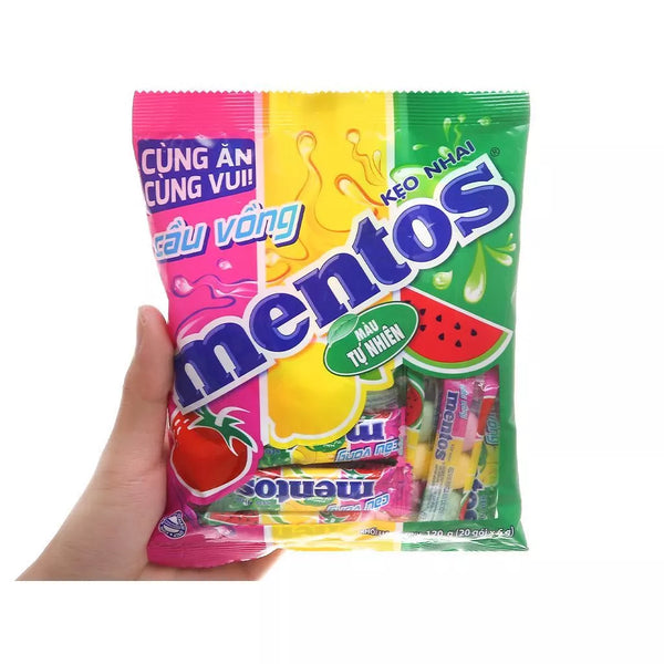 Combo 3 Gói Kẹo Nhai Mentos Mini Cầu Vồng Hương Trái Cây (Gói 120g - nhỏ)