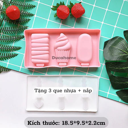 Khuôn làm kem silicone khay làm kem