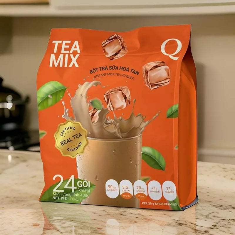 Bột trà sữa hoà tan TEAMIX Trần Quang uống liền 24 gói đậm vị trà thơm vị sữa
