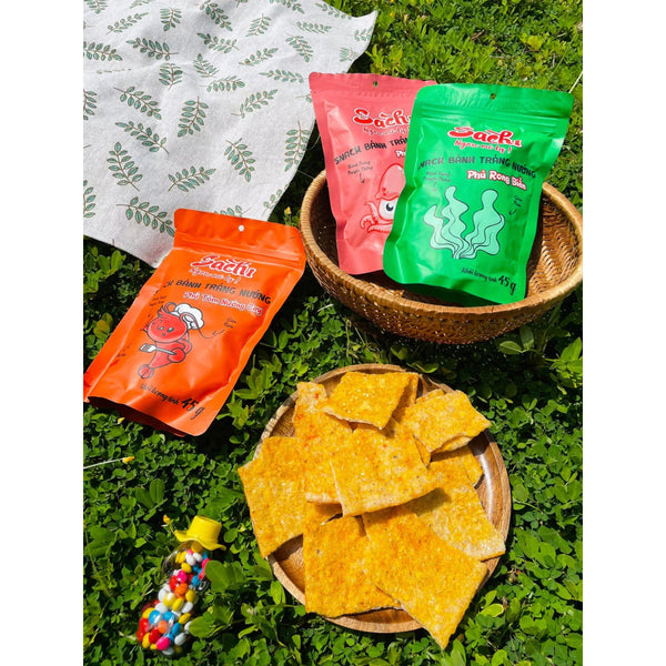 Combo 2 gói Snack Bánh Tráng Nướng SACHI Phủ Vị Giòn Tan (Gói 45g)
